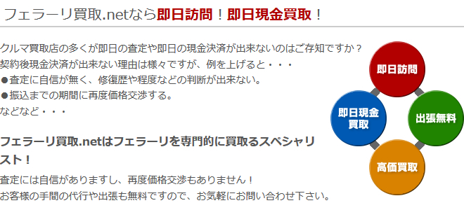 フェラーリ買取.netなら即日訪問！即日現金買取！